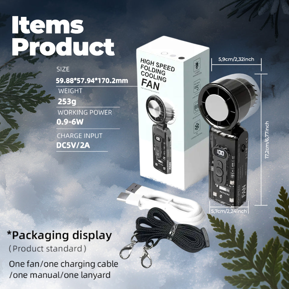 Portable Ice Compress Handheld Fan, 3600mAh USB-C, Quiet & Cool