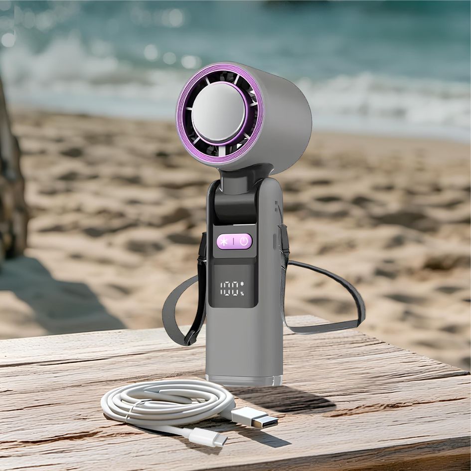 Compact Handheld Fan, 4000mAh USB Rechargeable, Portable & Sleek