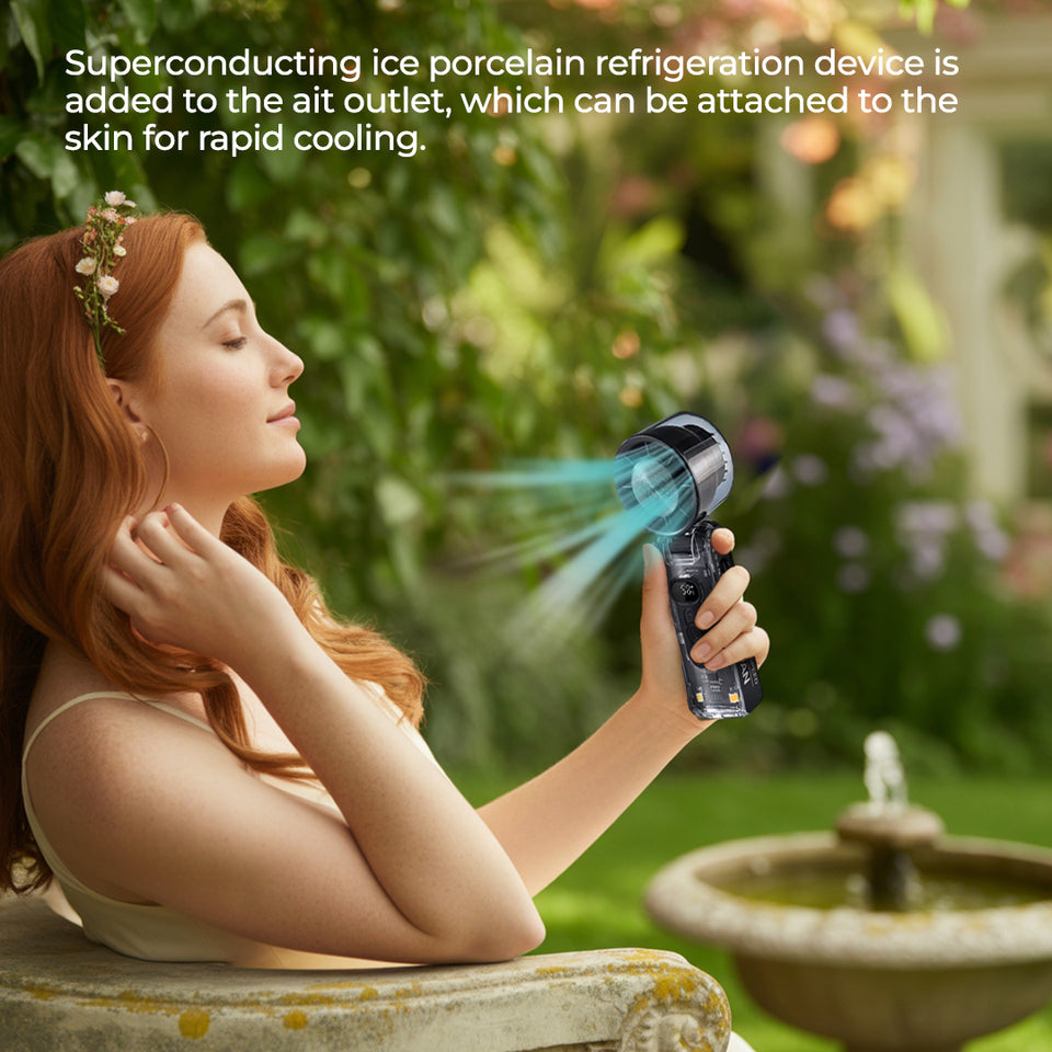 Portable Ice Compress Handheld Fan, 3600mAh USB-C, Quiet & Cool